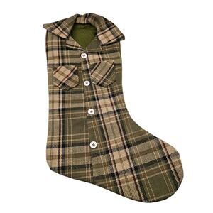 Gerson International Green Plaid Christmas Lumberjack Shirt Stocking 20"